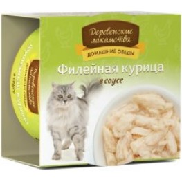 Деревенские лакомства консервы д/кош Филе куриное в соусе ж/б 80г